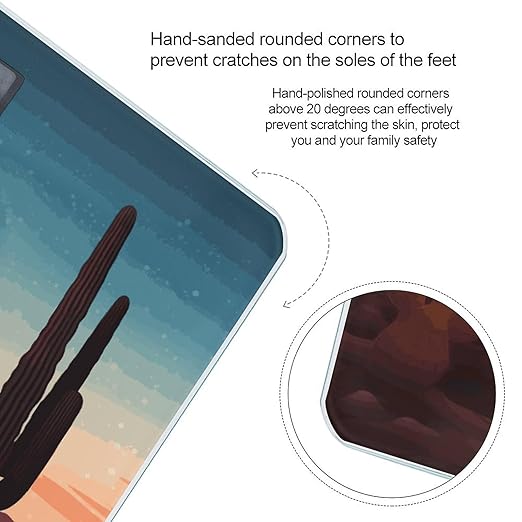 Desert with Cactus Weight Scale Digital Electronic Scales Bathroom Scale Larg LCD Backlight Display High Precision MeasurementsTempered Glass