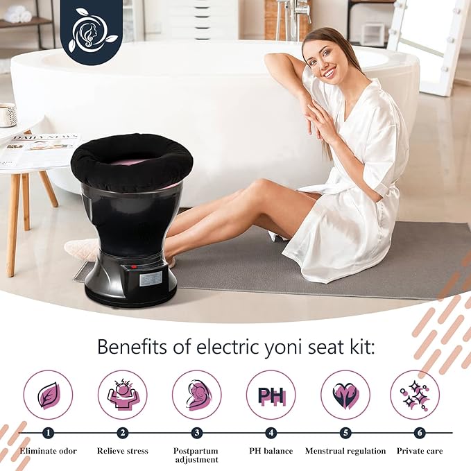 Yoni Seat Kit Steaming Seat with Yoni Herbs (20 Bags) &amp U Cushion V Steam at Home Kit for Feminine Odor PH Balance Postpartum Care Cleansing and Moisturize Support