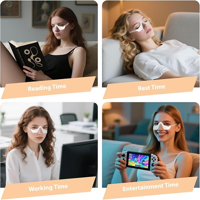 Under Eye Light Therapy Device Red Light Therapy Glasses 3 Modes Microcurrent Eye Massager Red Light Eye Mask for Eye Bags Dark Circles Puffiness Wrinkles Fine Lines