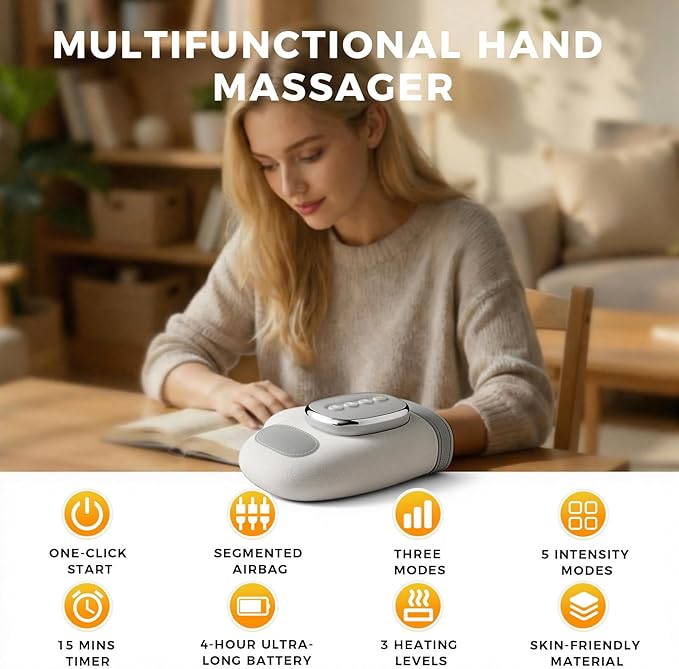 Hand Massager with Heat and Compression 3 Modes and Heating Options Hand Massager for Arthritis Carpal Tunnel Massager Valentine's Day Gifts for Women Men Birthday Gifts for Women Mom