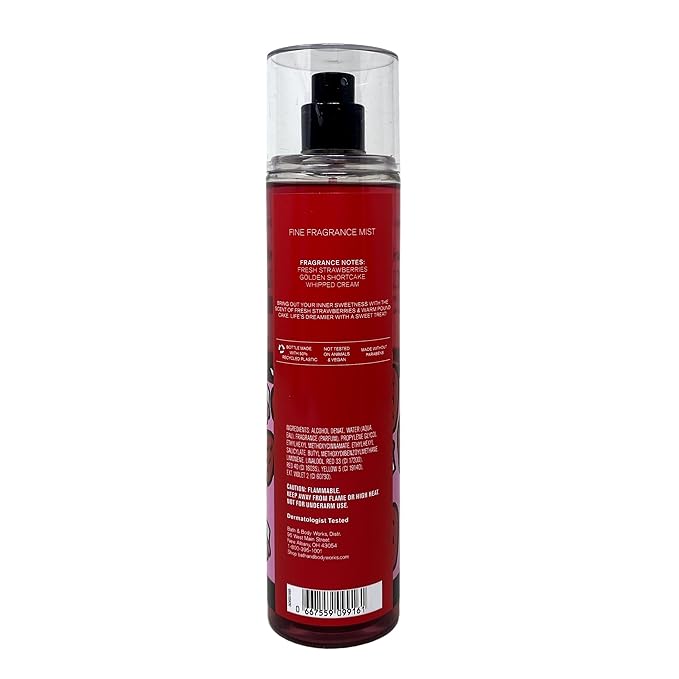 Bath &amp Body Works Strawberry Pound Cake - Moisturizing Body Wash Fine Fragrance Mist and Ultimate Hydration Body Cream - with a Peach Gardenia Bar Soap