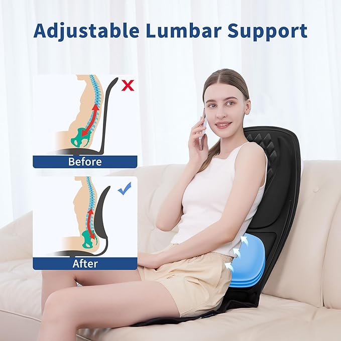 Back Massager with Heat with 8 Motors Massage Chair Pad Seat Massager with Back Traction for Full Body Massage Massage Cushion for Home/Office/Easter