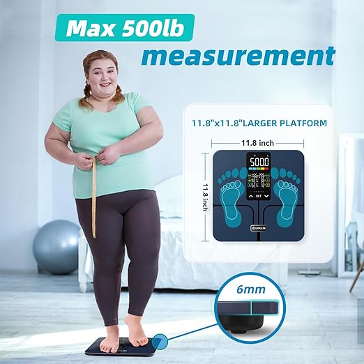 Lepulse No APP Body Fat Scale 500lb Smart Bathroom Scale with 5.44'' Large Backlit Display 8 Body Composition Analyzer Most Accurate Digital Weight Scale for BMI Body Fat Muscle Mass