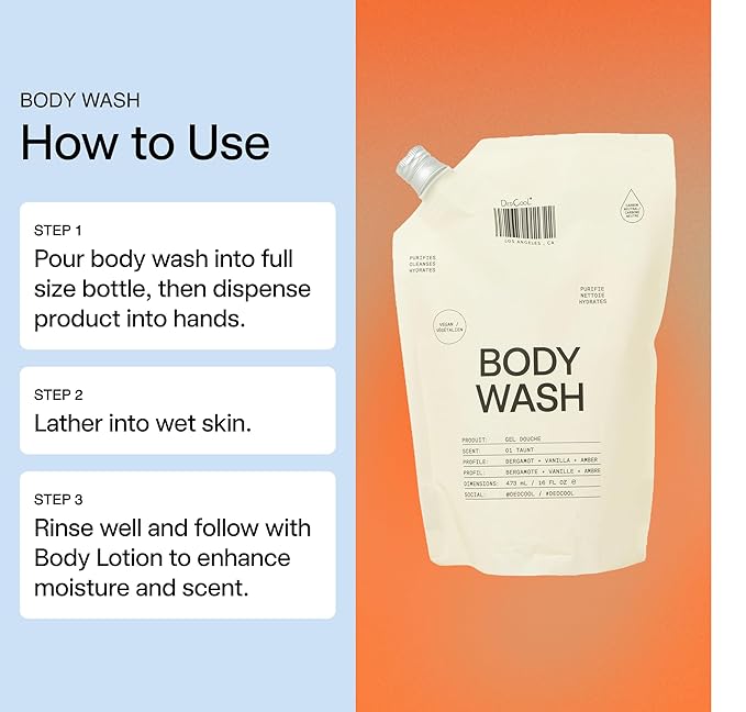 DedCool Body Wash Refill | 01 Taunt | Shea Butter &amp Snow Mushroom | Hydrating Non-Toxic Vegan | Bergamot Dew Cassis &amp Amber | 16 fl oz