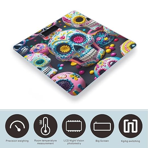 Sugar Skulls Scale for Body Weight Smart Scales Digital Bathroom Scale High Precision Weighing Scales with Large Display Weighing Machine for People