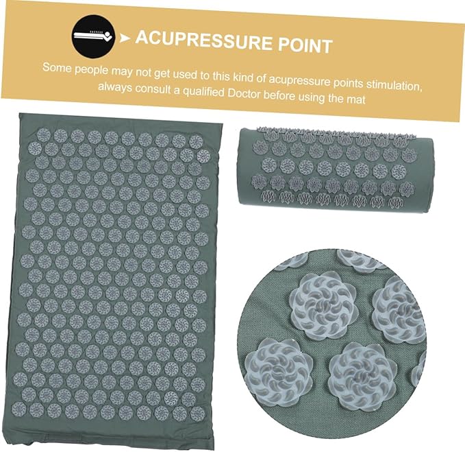SUPVOX Acupressure Massage Pillow and Yoga Mat Set with Bag Non-Slip Relaxation Exercise Mat and Practical Massage Cushion for Back Relief and Stress Reduction at Home Or Travel