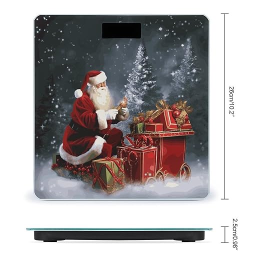 Digital Bathroom Scale for Body Weight Scale with Bright LCD Display High Accuracy Step-On Technology Auto On/Off Merry Christmas Santa's Gift Digital Scales 400 Lbs /180kg