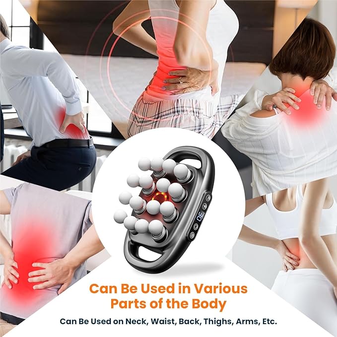 Relief Wave Pro 3 Deep Tissue Massage Gun with 16 Heads 30 Speed Levels Quiet Percussion Massager for Back Legs Waist Buttocks and Muscle Relief (Grey)