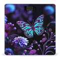 Purple Butterfly and Flowers Scale for Body Weight Sturdy Tempered Glass Weighing Scales with LCD Display Accurate Digital Bathroom Scale Convenient Body Fat Smart Scales Easy Read