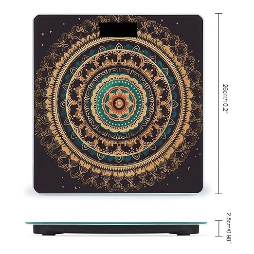 MandalaScale for Body Weight with LCD High Precision Weighing Scales Fashion Sturdy Tempered Glass Weight Scales Easy-to-Read Digital Bathroom Scale for Daily 400lb