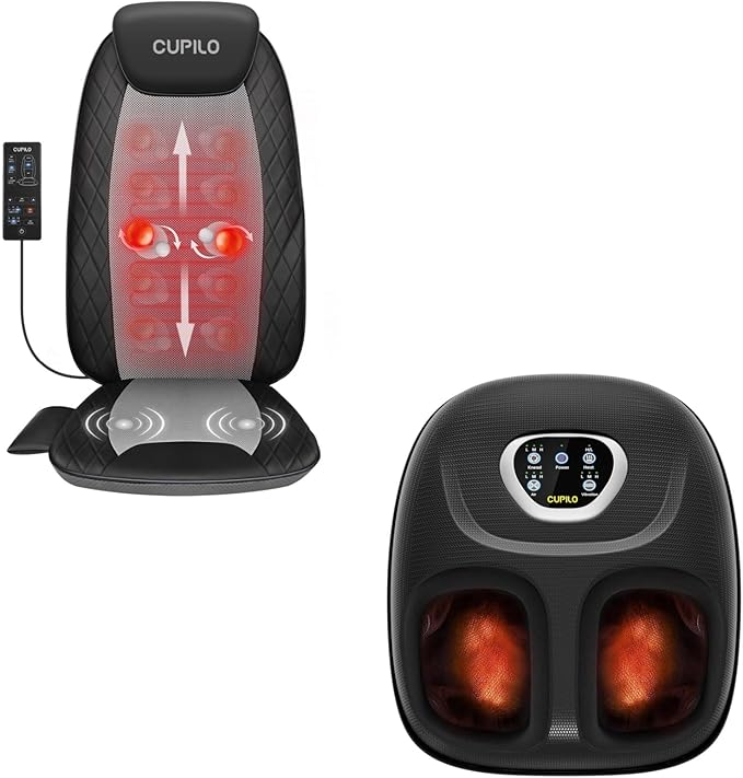 Foot Massager &amp Shiatsu Back Massager with HeatFoot Massager Machine for Plantar FasciitisBack Support Inflatable Flap Chair Massage Seat Cushion