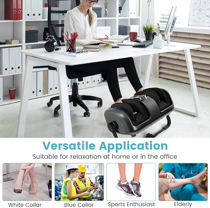 Giantex Foot Massager with Heat Calf Massager with Remove Control 2 Vibration Options 5 Mode &amp 5 Compression Intensity 360°Adjustable Stand Shiatsu Foot Massage Machine for Calf Arm Relax (Gr