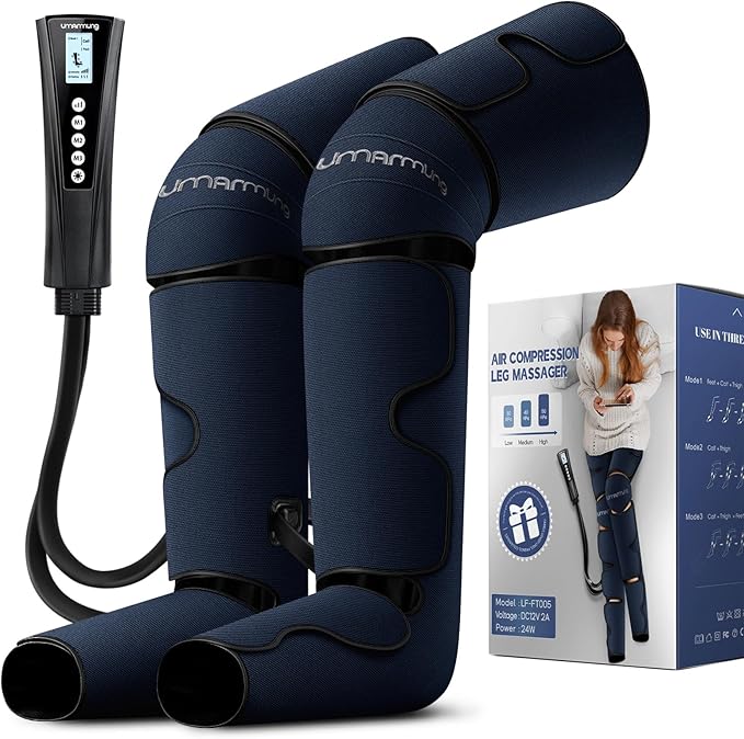 Air Compression Leg Massager with Heat - Ideal Christmas Mother's Day and Father's Day Gifts for Men Women Dad Mom - Relieves Foot and Knee Pain Eases Varicose Veins Cramps Swelling and Edema