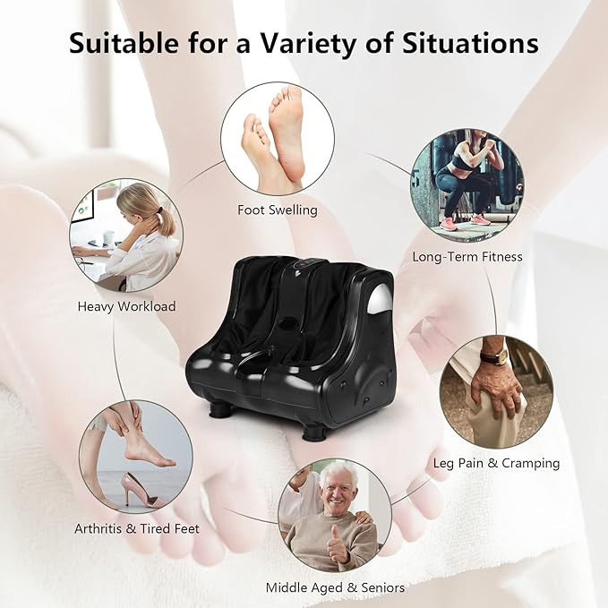 Giantex Foot and Calf Massager with Heat - Shiatsu Foot Massager Machine with Vibration Deep Kneading 3-Level Intensity Modes Electric Foot Massager for Tired Feet Leg Calf Pain Relief (Black)