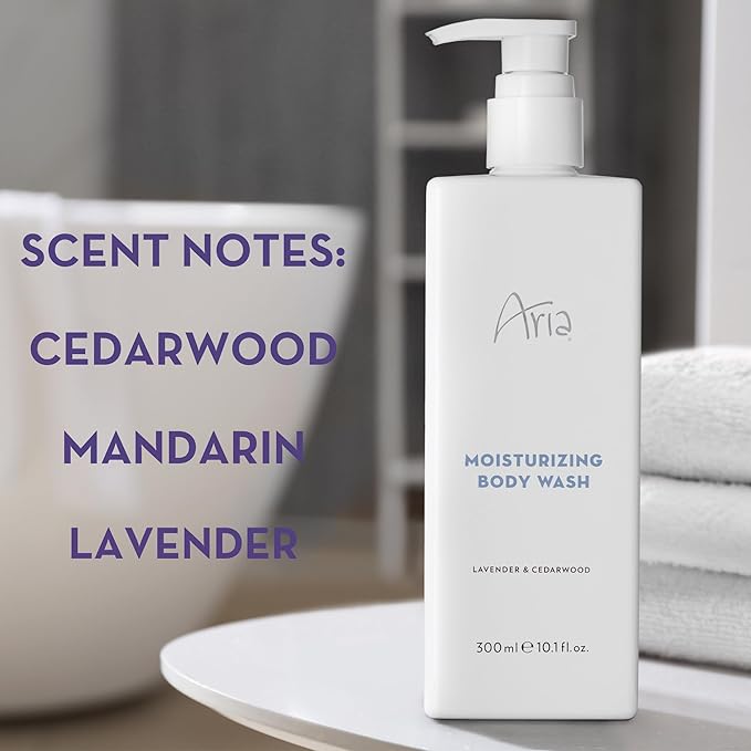Aria Moisturizing Body Wash - Scented with Cedarwood Green Mandarin Lavender - Vegas Hotel Body Wash - 10 oz