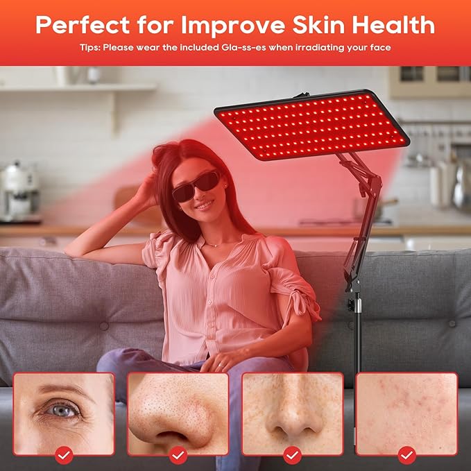 Red Light Therapy for Body and Face 660nm 850nm 940nm Infrared Redlight-Therapy Lamp Device with Large Panel and Stable Stand at Home Idea Gift for Women Wife Mom Sister Girlfriend (M)