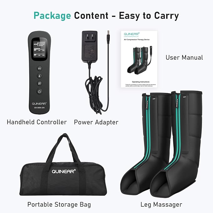 QUINEAR Leg Massager for Circulation and Pain Relief Heating Leg Compression Massager with 3 Modes Foot and Calf Massager with 3 Intensities 3 Heats - Gift for Mom and Dad