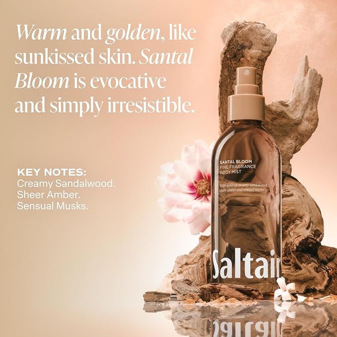 Saltair Santal Bloom Body Care Bundle – Body Wash 2-Pack (2x17oz) + Body Mist 2-Pack (2x8oz) Moisturizing Shower Gel &amp Long-Lasting Lightweight Fragrance Mist Vegan Cruelty-Free Paraben-Free f