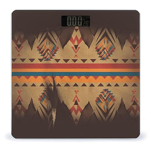 Native American Bathroom Scale Large LCD Backlight Display Digital Scale Rounded Corners Body Scales Automatic Power On/Off Bathroom Scales for Home Bedrooms