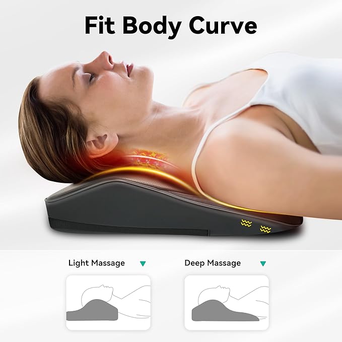 Snailax Shiatsu Lower Back Neck Massager with Heat Kneading Back Massager for Back Pain Relief Deep Tissue Vibration Massage Pillow Ideal Gifts for Men Women Mom Dad