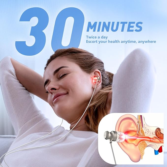 Red Light Therapy for Ears Upgrade 650NM Ear Red Light Therapy Device USB &amp Type C Dual-Purpose Red Light Ear Therapy Device with Storage Box
