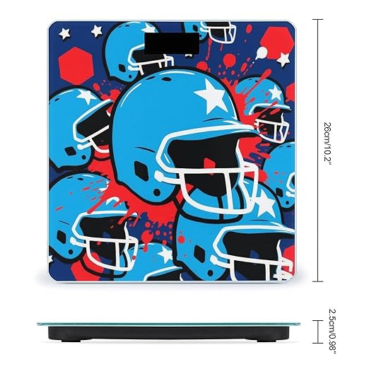 Baseball Helmet Blue Weight Scale Large Digital Bathroom Scales with Bright LED Display Non Slip Digital Scale and Step On Fashion Weighing Machine for Body