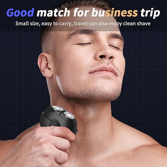 WAIKIL Rotary Electric Shaver Mini Portable for MenFacial Trimmer LED Cordless Rechargeable Men's Grooming IPX7 Waterproof Wet and Dry Choice for Travel