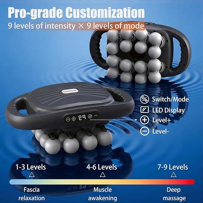 16 Head Massage Gun Deep Tissue High Power Percussion Massager with 9 Styles &amp Levels Uiet Muscle Massage Gun for Back Shoulders Legs Foot Body Muscle Pain Relief