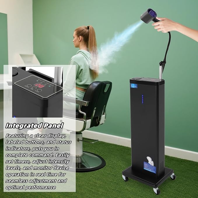 Professional Standing Hair Steamer Machine 1300W Hair Processor with Adjustable Telescopic Rod &amp 360° Wheels | 9 Mist Settings 800ml Tank for Salon &amp Home Hair Treatment Deep Conditioning