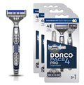 DORCO Pace Pro 4 Disposable Razors 9 pack - Long Lasting 4 Blade Technology with a Precision Trimmer Safety Guard Bar Pivoting Head and Non-Slip Rubber Handle (9 Razors)
