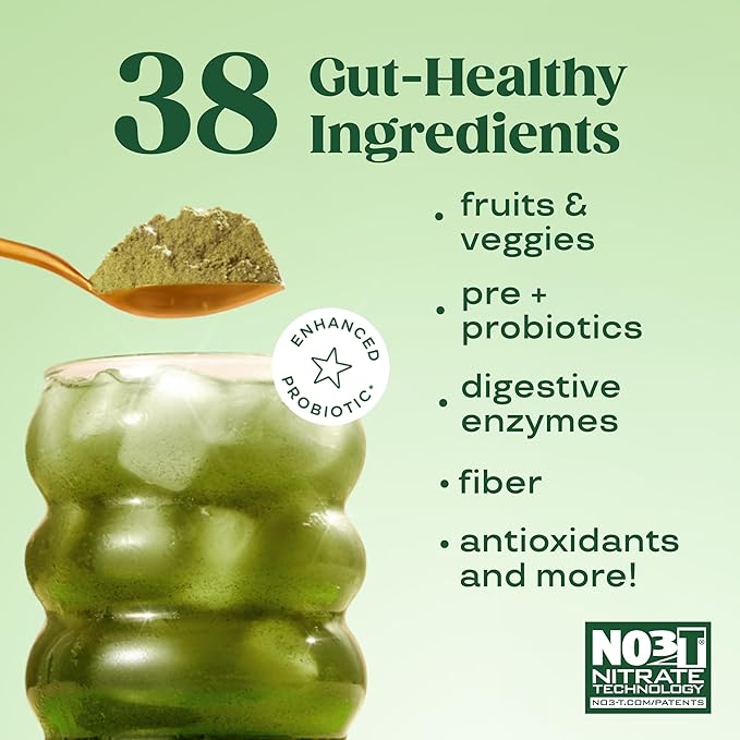 Bloom Nutrition Superfood Greens Powder Digestive Enzymes with Probiotics and Prebiotics Gut Health Bloating Relief for Women Chlorella Green Juice Mix with Beet Root Powder 60 SVG Original