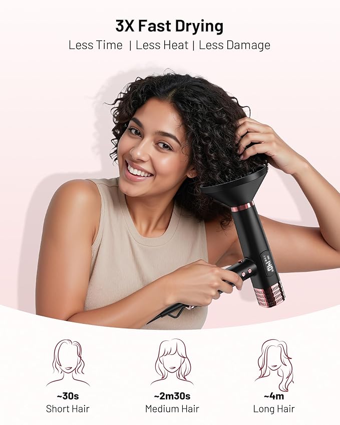 Dual Voltage Ionic Hair Dryer with Diffuser - 1875W High-Speed Blow Dryer for Women Fast Drying No Heat Damage Low Noise Lightweight European Travel 110V-120V/220V-240V Gifts for Women