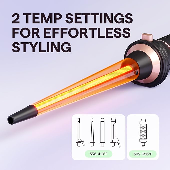 Wavytalk 5 in 1 Curling Iron Set with Curling Brush and 4 Interchangeable Ceramic Curling Wand (0.35-1.25”) Wand Curling Iron Instant Heat Up Dual Voltage Hair Curler