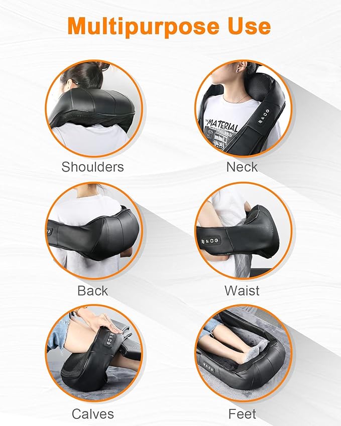 Neck and Back Shiatsu Massager with Soothing Heat.Electric Deep Tissue 4D Kneading Massagers for Neck and BackShoulder. Best Gifts for Women Men Mom Dad- for Muscle Pain