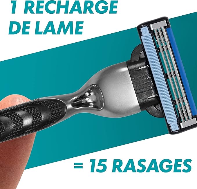 Gillette Mach3 Rasoir Pour Homme Rasoir À 3 Lames 1 Manche 7 Recharges De Lames Avec Manche En Acier Inoxydable
