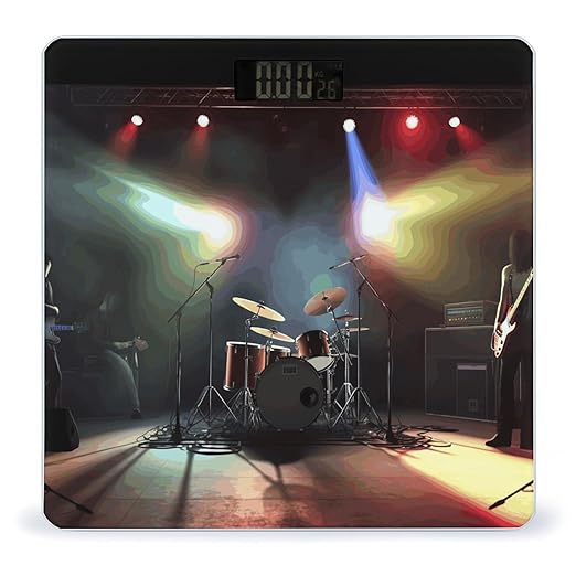 Rock Band StageScale for Body Weight with LCD High Precision Weighing Scales Fashion Sturdy Tempered Glass Weight Scales Easy-to-Read Digital Bathroom Scale for Daily 400lb