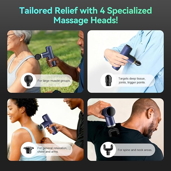 Mini Massage Gun Pocket-Sized Massage Gun Deep Tissue Quiet Portable Percussion Muscle Travel Massager GunBack/Neck Massager for Pain Relief Deep Tissue (Blue)