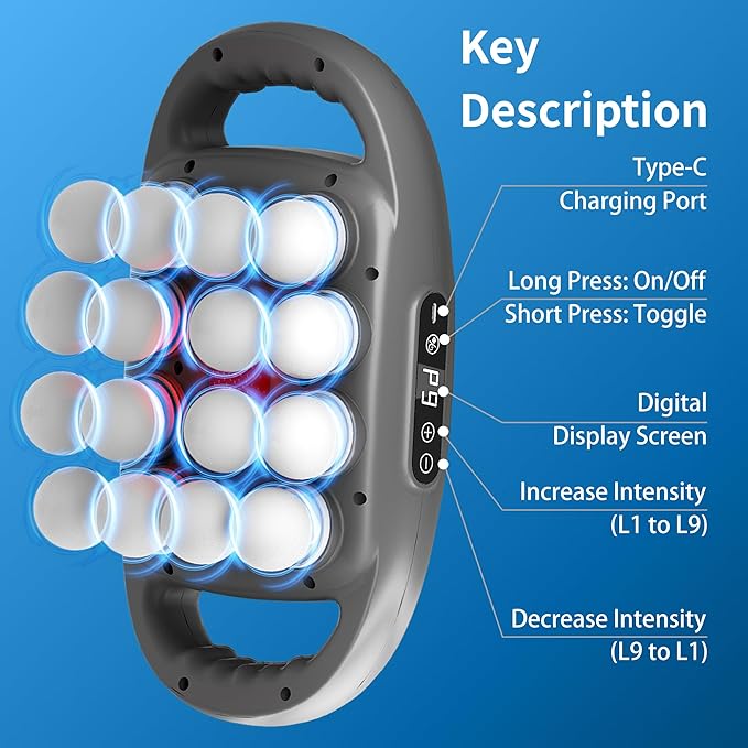 16 Head Massage Gun Deep TissuePercussion Massager for Muscle Relief9 Speeds &amp 9 Intensities Muscle Massage Gun for Shoulders Waist Office Staff