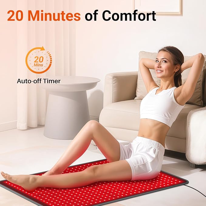 Comfytemp 41.5'' x 26'' Red Light Therapy Mat for Body Large Near Infrared Light Therapy Pad with 560 LEDs 660nm &amp 850nm Light Blanket for Back Belly Knee Waist Leg Joint Muscle 96W