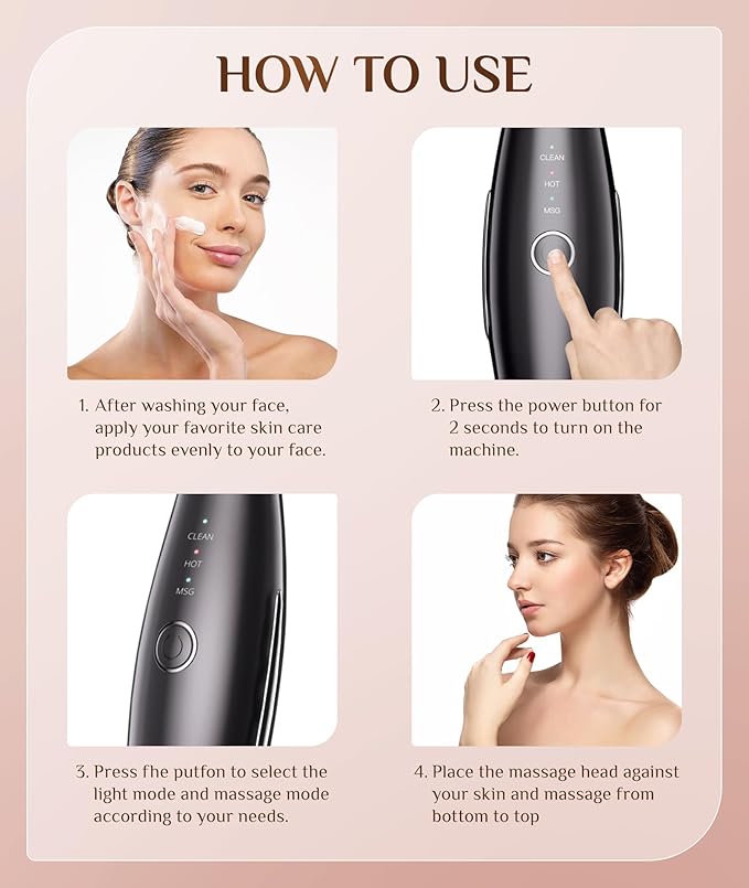 7 Color Galvanic Machines - Red Light Therapy for Face and Neck Face Massager Tool for Wrinkles Double Chin Vibrating Facial Massager with Thermals Black