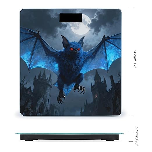 Halloween Blue Bat Smart Scale for Body Weight Digital Bathroom Scale Toughened Glass Weight Scale with Large LCD Backlight Display High Precision Scales Weighing Machine
