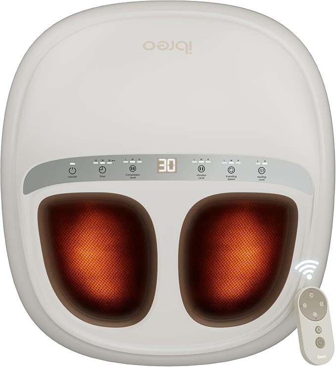 4-in-1 Shiatsu Foot Massager with Heat Deep Kneading Air Compression Vibration FSA Eligible HSA Eligible for Neuropathy Plantar Fasciitis Pain Relief Gift for Women &amp Men Size Up to 14
