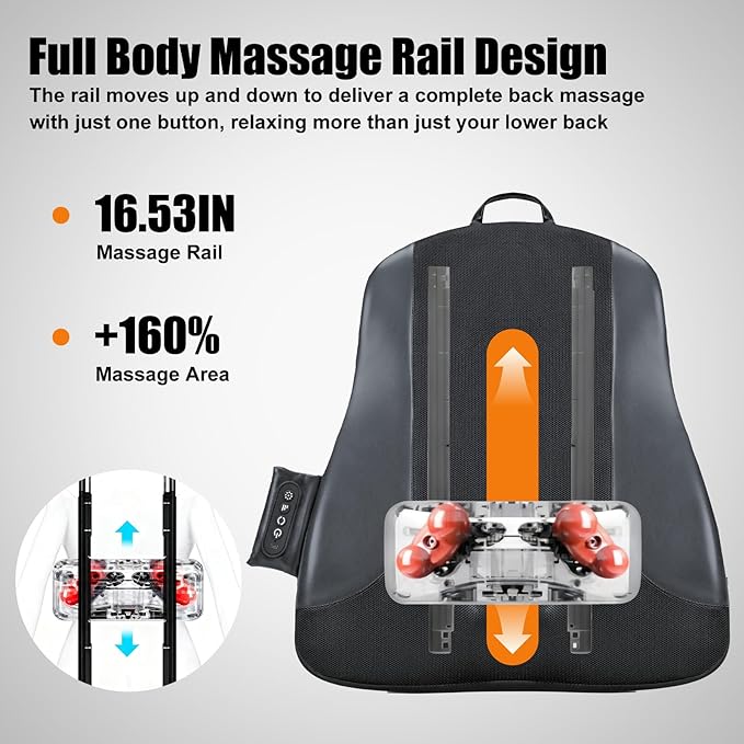 Ultrathin Back Massager for Pain Relief Deep Tissue with 4D Kneading Heating &amp Red Light Therapy Cordless Back Massager with Heat for Shoulders Gift for Home Office Car Use for Men Women
