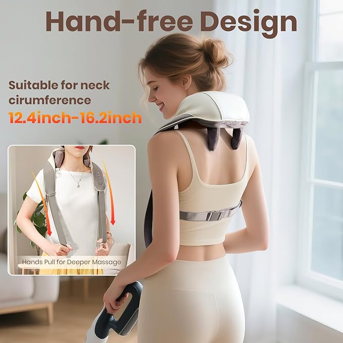 Neck and Shoulder Massager 6D Neck Massager for Pain Relief Deep Tissue Brushless Neck Massager with Heat 10 Mins Auto-Off 2 Modes &amp 3 Speeds Ideal Gift for Friends Family Lover