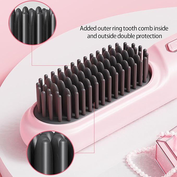 Compact Straightening Comb Fast Heating Layer Technology Damage Perfect for Travel Sleek Hair Straightener Brush