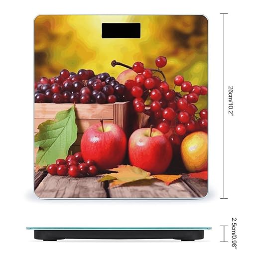 Fall Red Leaves and Fruits Bathroom ScaleHighly Accurate Digital Weighing Machine for People Bright LED Display Weight Scale for The Aldult Home Use