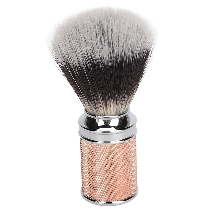 Beard Brush Nylon Beard Foaming Brush Beard Foaming Brush Aluminium Alloy Curved Handle Cleaning Synthetic Lather for Travel Home Suitable for Men Rose Gold (Rose Gold)