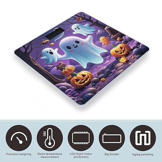 Ghost Pumpkin Weight Scale Highly Accurate Digital Weighing Scale with Large LCD Display Smart Bathroom Scales for Home Bedrooms and Gift Giving