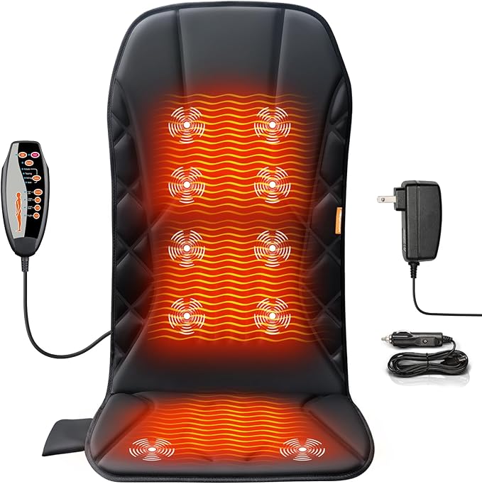 Upgraded Length Back Massager with Heat10 Vibration Massage Seat Cushion for HomeHeated Seat Cover Cushion for Pain Relief