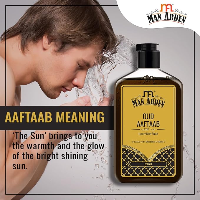 Man Arden Oud Aaftaab Luxury Body Wash Infused With Shea Butter &amp Vitamin E 250ml